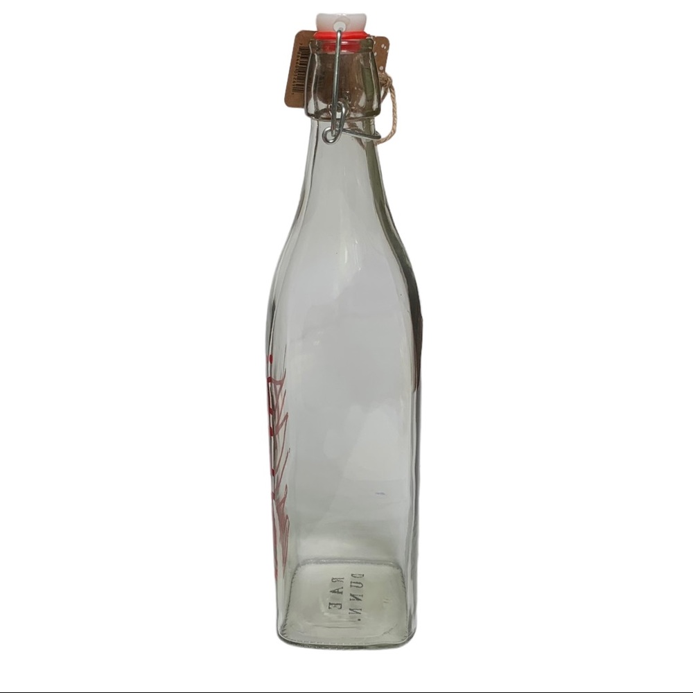 Rae Dunn DRINK Clear Glass Bottle Bail & Trigger Closure Red Letters NWT 2017 - Picture 4 of 11